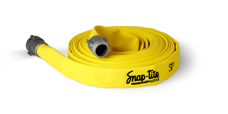 5P15X50Y15NBR by Snap-Tite | 5P Series | Single Jacket Fire Hose Assembly with EPDM Liner | 1-1/2" Hose I.D. | 1-1/2" Male NH x 1-1/2" Female NH Rocker Lug Couplings | 250 PSI | Yellow Dura-Cote | 50ft Length