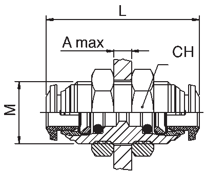 60050-08 by AIGNEP | 60/62 Series | Bulkhead Union | 1/2" Tube Push Connect | FKM Seal | Stainless Steel