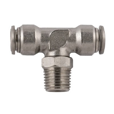60210-10-1/4 by AIGNEP | 60/62 Series | Swivel Branch | 10mm Tube Push Connect x 1/4" Male BSPT Male | Tee | FKM Seal | Stainless Steel