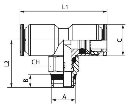 60211X-6-1/8 by AIGNEP | 60/62 Series | Swivel Branch | 6mm Tube x 1/8" Swift-Fit Male | Tee | Stainless Steel