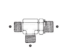 6158-06-06-06 by AdaptAll | -06 Male ORFS x -06 Male ORFS x -06 Male BSPP | Adjustable Run Tee | Adapter | Carbon Steel