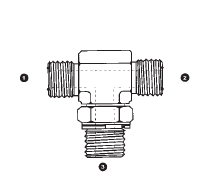 6159-04-04-02 by AdaptAll | -04 Male ORFS x -04 Male ORFS x -02 Male BSPP | Adjustable Branch Tee | Adapter | Carbon Steel