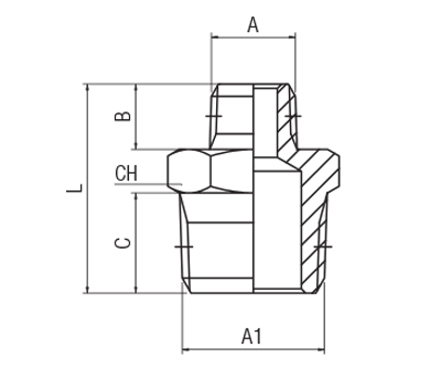 62020-1/2"-3/4 by AIGNEP | 60/62 Series | Reducing Nipple | Taper | 1/2" BSPT Male x 3/4 BSPT Male | Stainless Steel