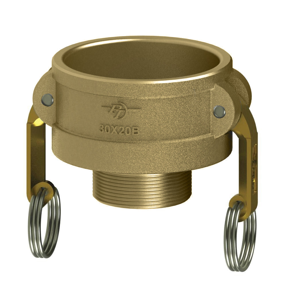 62183040 (30X40B) by PT-Coupling | Reducing Cam & Groove Adapter | Type B | 3" Coupler x 4" Male NPT | Brass | Buna-N Seal