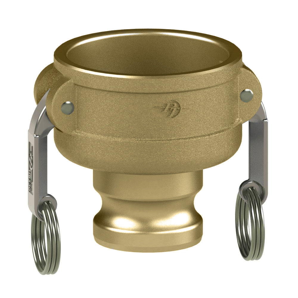 6226000098 (40CX30A SHORT) by PT-Coupling | Short Reducing Cam & Groove Coupler | Type CXA | 4" Coupler x 3" Adapter | Brass/HBS | Buna-N Seal