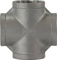 62398 by Midland | 150# Stainless Steel Fitting | 2" Female NPT | Cross | 304 Stainless Steel