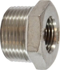 62501 by Midland | 150# Stainless Steel Fitting | Hex Bushing | 3/8" Male NPT x 1/8" Female NPT | 304 Stainless Steel