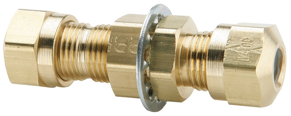 62NBH6 by Dixon Valve | Air Brake Fitting | Bulkhead Union | 3/8" Tube Size x 3/8" Tube Size | Brass