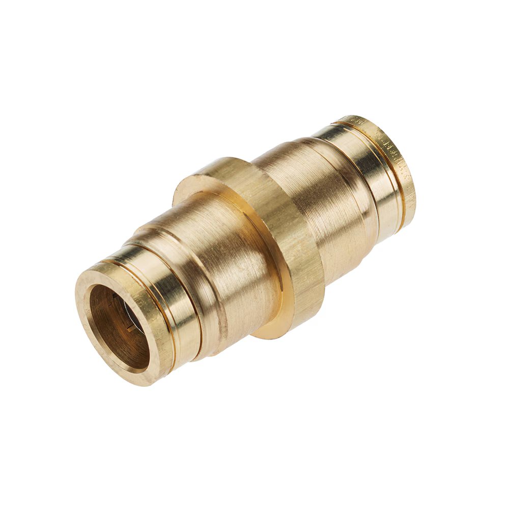 62PTCBHR-8 by Parker | Bulkhead Union | 1/2" Retaining Ring Push-to-Connect | 2.15" Length | Straight | Brass | Pack of 5