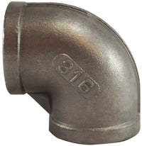63102 by Midland | 150# Stainless Steel Fitting | 3/8" Female NPT x 3/8" Female NPT | 90° Elbow | 316 Stainless Steel