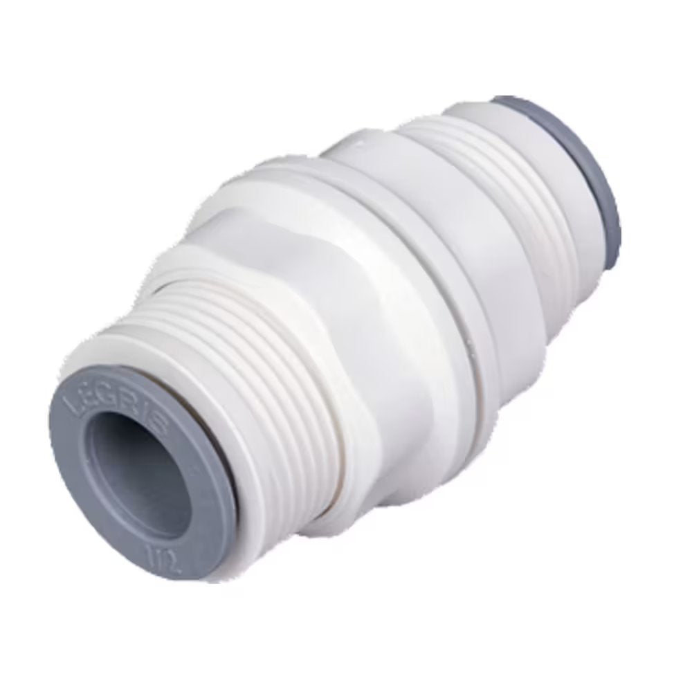 6316 60 00WP2 by Parker | Legris Bulkhead Connectors | 3/8" Tube Size | 42 mm Length | Straight | Polymer | Pack of 10