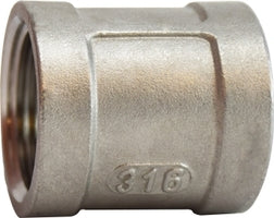 63418 by Midland | 150# Stainless Steel Fitting | Coupling | 2" Female NPT x 2" Female NPT | 316 Stainless Steel