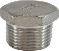 63640 by Midland | 150# Stainless Steel Fitting | Cored Hex Head Plug | 2-1/2" Male NPT | 316 Stainless Steel