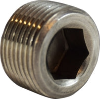 63762 by Midland | 150# Stainless Steel Fitting | Hex Socket Plug (Barstock) | 3/8" Male NPT | 316 Stainless Steel