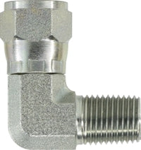 650164 by Midland | Hydraulic JIC Swivel to Male Pipe | 9/16-18 Female JIC 37° Flare x 1/4" Male Pipe | 90° Elbow | Steel