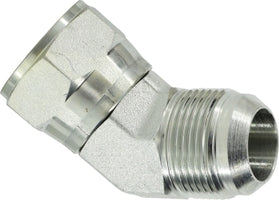 650232 by Midland | Hydraulic JIC Swivel | 2" Female JIC 37° Flare x 2" Male JIC 37° Flare | 45° Elbow | Steel