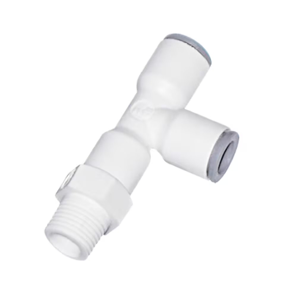 6503 62 18WP2 by Parker | LIQUIfit® Threaded Fitting | 1/2" Push-to-Connect x 3/8" Male NPTF Thread | Swivel | Tee | Nylon | Pack of 4