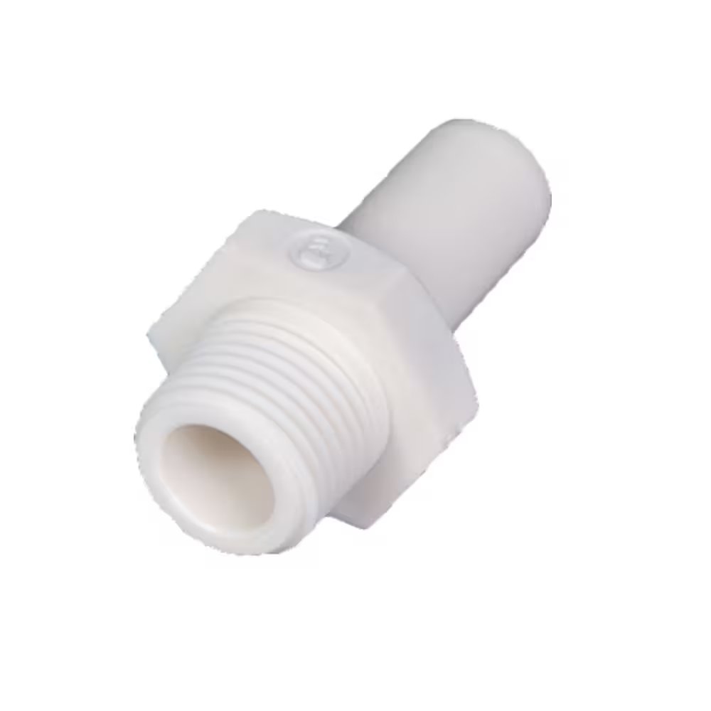 6521 06 10WP2 by Parker | Legris Stud Standpipe | 6 mm Tube Size x 1/8" Male BSPT Standpipe Thread | 13 mm hex | Straight | Polymer | Pack of 10