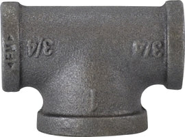 65280 by Midland | Malleable Iron #150 Fitting | Bullhead | 1/2" Female NPT x 1/2" Female NPT x 3/4" Female NPT | Tee | Black Iron