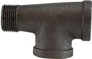 65364 by Midland | Malleable Iron #150 Fitting | 3/4" Female NPT x 3/4" Female NPT x 3/4" Male NPT | Service (Street ) Tee | Black Iron