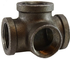 65383 by Midland | Malleable Iron #150 Fitting | Side Outlet | 1/2" Female NPT x 1/2" Female NPT x 1/2" Female NPT | Tee | Black Iron