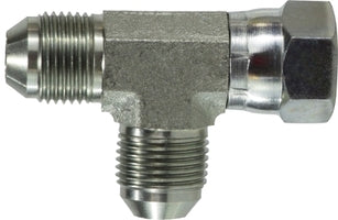 66025 by Midland | Hydraulic JIC Swivel Run | 1/2-20 Male JIC 37° Flare x 1/2-20 Female JIC 37° Flare x 1/2-20 Male JIC 37° Flare | Tee | Steel