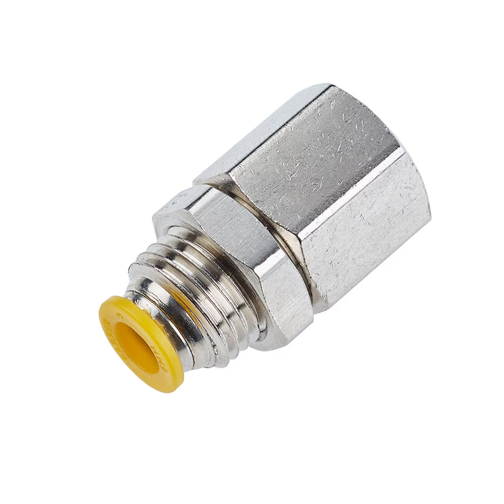66PLPBH-12M-6G by Parker | Prestolok PLP Push-to-Connect Fittings | Bulkhead | 12mm Bulkhead x 3/8" Female BSPP Thread | 1" Hex | 41.61mm Length | 9.525mm Flow Dia. | 22mm Bulkhead Hole Dia. | Straight | Nickel-Plated Brass | Pack of 10