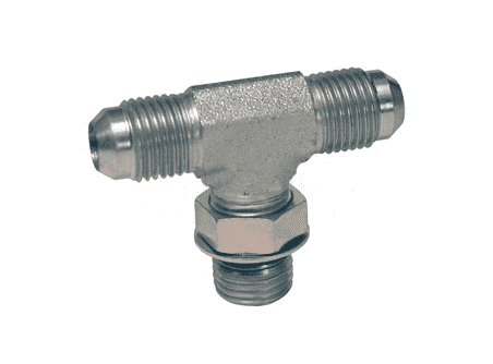 6803-6 Dixon Valve Zinc Plated Steel 9/16"-18 (Two) Male SAE 37 deg. Flare x 9/16"-18 Male SAE O-Ring Boss Straight Thread Branch Tee