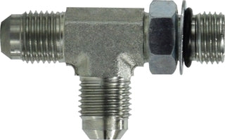 6804NWO4 by Midland | Hydraulic JIC to O-Ring Run | 7/16-20 Male JIC 37° Flare x 7/16-20 Male O-Ring Boss x 7/16-20 Male JIC 37° Flare | Tee | Steel