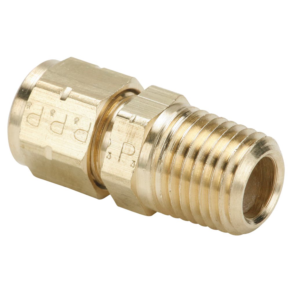 682VL-6-6 by Parker | Vibra-Lok Fittings | 3/8" Tube Size x 3/8" Male Pipe Thread | 11/16" Hex | 1.41" Length | Straight | Brass | Pack of 5
