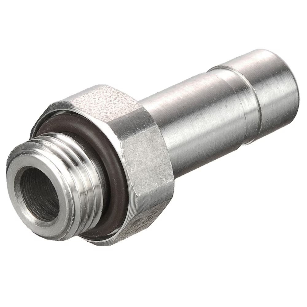 68PLSSP-8M-2G by Parker | Prestolok PLS Push-to-Connect Fittings | 8 mm Standpipe x 1/8" Male BSPP Threads | 13 mm Height | 13 mm Width | Straight | Stainless Steel | Pack of 2