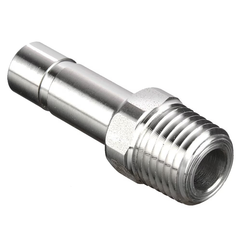 68PLSSP-8-4 by Parker | Prestolok PLS Push-to-Connect Fittings | 1/2" Standpipe x 1/4" Male NPT Threads | .75" Height | .75" Width | Straight | Stainless Steel | Pack of 2