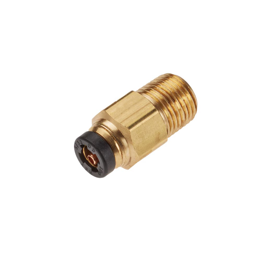 68PTC-5/32-1 by Parker | Threaded Fitting | 5/32" Push-to-Connect Connector x 1/16" Male NPT Pipe Thread | 7/16" Hex | .84" Length | Straight | Brass | Pack of 10