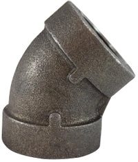 69184 by Midland | Extra Heavy Malleable Iron 300# Fitting | 3/4" Female NPT x 3/4" Female NPT | 45° Elbow | Black Iron