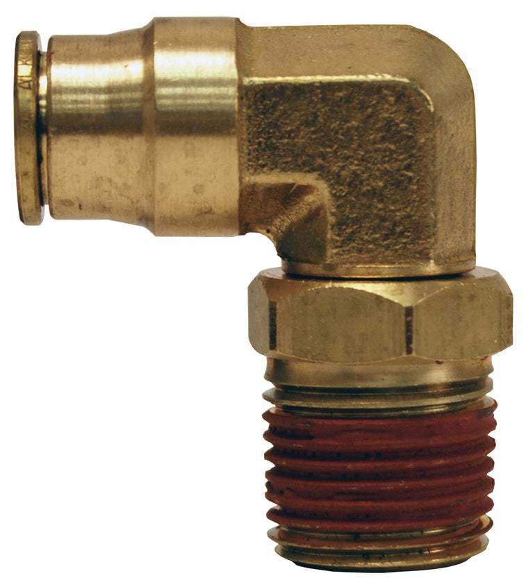 69S16X16 by Dixon Valve | Push-In Fitting | Male Swivel | 90° Elbow | 1/2" Tube OD x 1/2" Male NPTF | Forged Brass