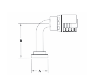 6GC63-20x20 by Couplamatic | Grip Crimp 6GC Series Coupling | 1-1/4" Hose ID x 1-1/4" Split Flange Size | Code 62 | 90° Long Elbow | Trivalent Zinc Plating