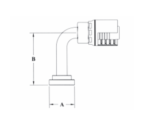 6GC83-20x20 by Couplamatic | Grip Crimp 6GC Series Coupling | 1-1/4" Hose ID x 1-1/4" Flange Size | for use on Caterpillar® Equipment | 90° Elbow | Trivalent Zinc Plating
