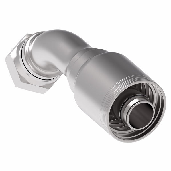 6SA24FJA24 Aeroquip by Danfoss | 6 Wire 6S Female JIC/37° Swivel 45° Elbow (FJA) Crimp Fitting | -24 Female JIC/37° Swivel x -24 Hose Barb | Steel