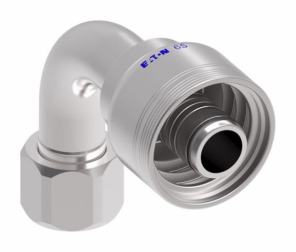 6SA16FJB16 Aeroquip by Danfoss | 6 Wire 6S Female JIC/37° Swivel 90° Elbow (FJB) Crimp Fitting | -16 Female JIC/37° Swivel x -16 Hose Barb | Steel