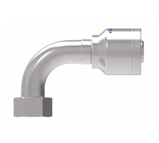 6SA20FRB20 Aeroquip by Danfoss | 6 Wire 6S Female ORS Swivel 90° Elbow (FRB) Crimp Fitting | -20 Female O-Ring Face Seal Swivel x -20 Hose Barb | Steel