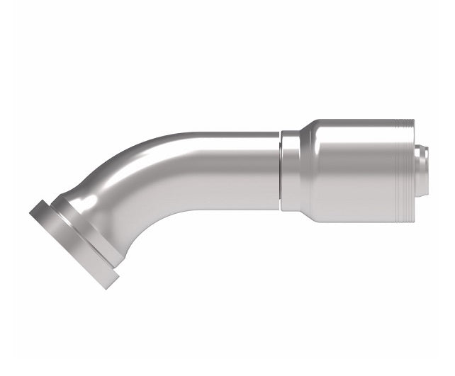 6S32CTA24 Aeroquip by Danfoss | 6 Wire 6S CAT Flange 45° Elbow (CTA) Crimp Fitting | -32 CAT Flange x -24 Hose Barb | Steel