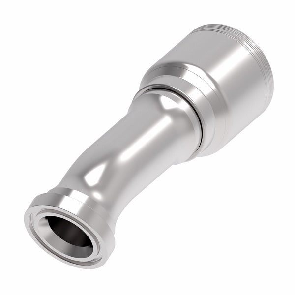 6S24CTD24 Aeroquip by Danfoss | 6 Wire 6S CAT Flange 22.5° Elbow (CTD) Crimp Fitting | -24 CAT Flange x -24 Hose Barb | Steel