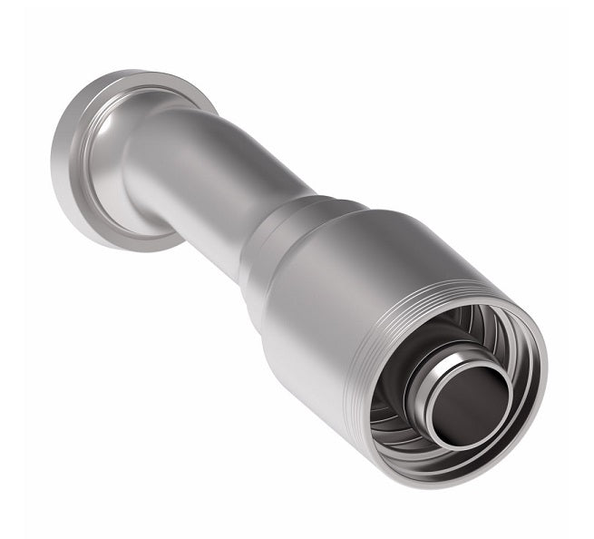 6S24CTD24 Aeroquip by Danfoss | 6 Wire 6S CAT Flange 22.5° Elbow (CTD) Crimp Fitting | -24 CAT Flange x -24 Hose Barb | Steel