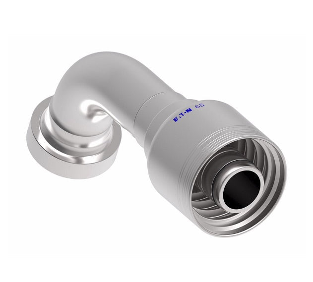6S20CTE20 Aeroquip by Danfoss | 6 Wire 6S CAT Flange 67.5° Elbow (CTE) Crimp Fitting | -20 CAT Flange x -20 Hose Barb | Steel