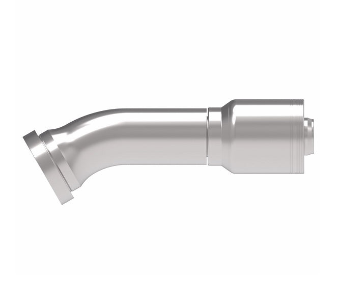 6S32CTF24 Aeroquip by Danfoss | 6 Wire 6S CAT Flange 30° Elbow (CTF) Crimp Fitting | -32 CAT Flange x -24 Hose Barb | Steel
