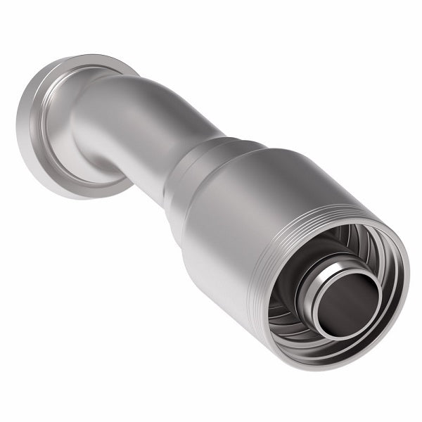 6S24CTF24 Aeroquip by Danfoss | 6 Wire 6S CAT Flange 30° Elbow (CTF) Crimp Fitting | -24 CAT Flange x -24 Hose Barb | Steel