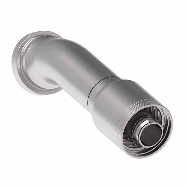 6S32CTF24 Aeroquip by Danfoss | 6 Wire 6S CAT Flange 30° Elbow (CTF) Crimp Fitting | -32 CAT Flange x -24 Hose Barb | Steel