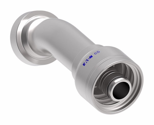 6S24CTF20 Aeroquip by Danfoss | 6 Wire 6S CAT Flange 30° Elbow (CTF) Crimp Fitting | -24 CAT Flange x -20 Hose Barb | Steel