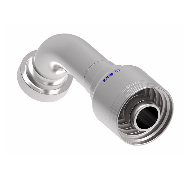 6S20CTG20 Aeroquip by Danfoss | 6 Wire 6S CAT Flange 60° Elbow (CTG) Crimp Fitting | -20 CAT Flange x -20 Hose Barb | Steel