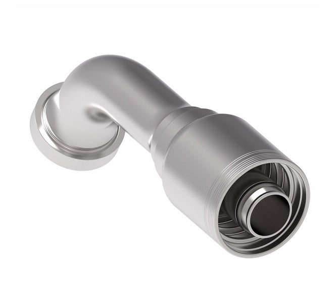 6S24CTG24 Aeroquip by Danfoss | 6 Wire 6S CAT Flange 60° Elbow (CTG) Crimp Fitting | -24 CAT Flange x -24 Hose Barb | Steel